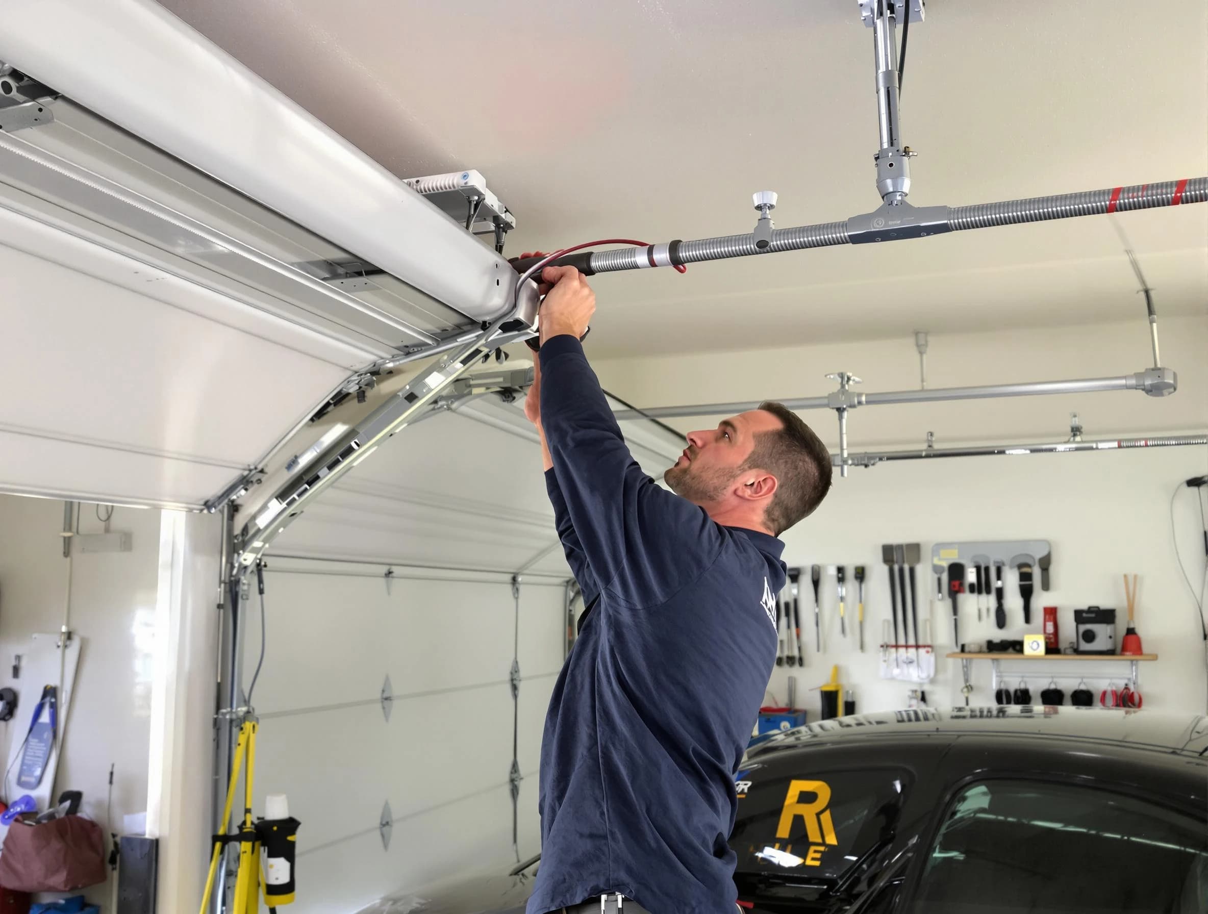Spencer Garage Door Repair technician performing garage door cable repair in Spencer