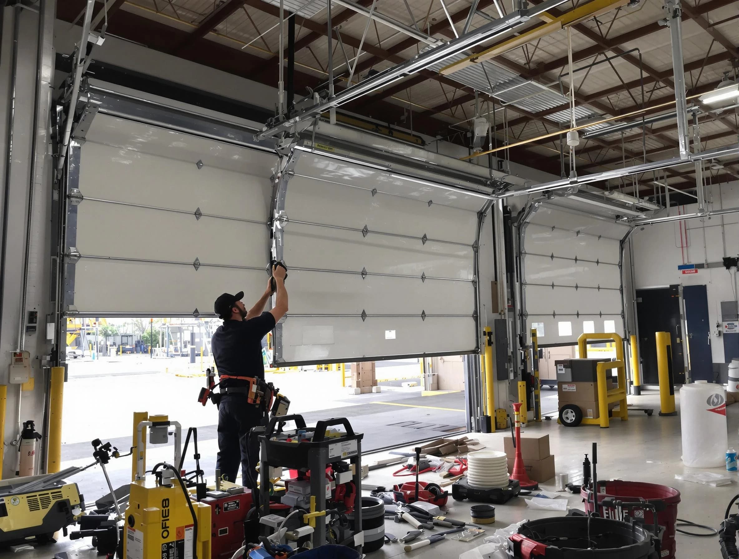 Spencer Garage Door Repair technician performing commercial garage door repair in Spencer