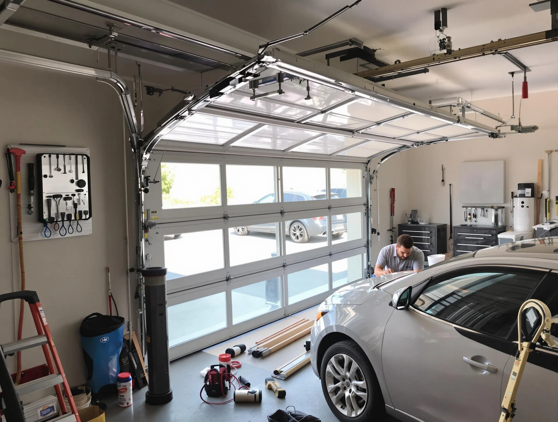 Garage door noise reduction service by Spencer Garage Door Repair in Spencer