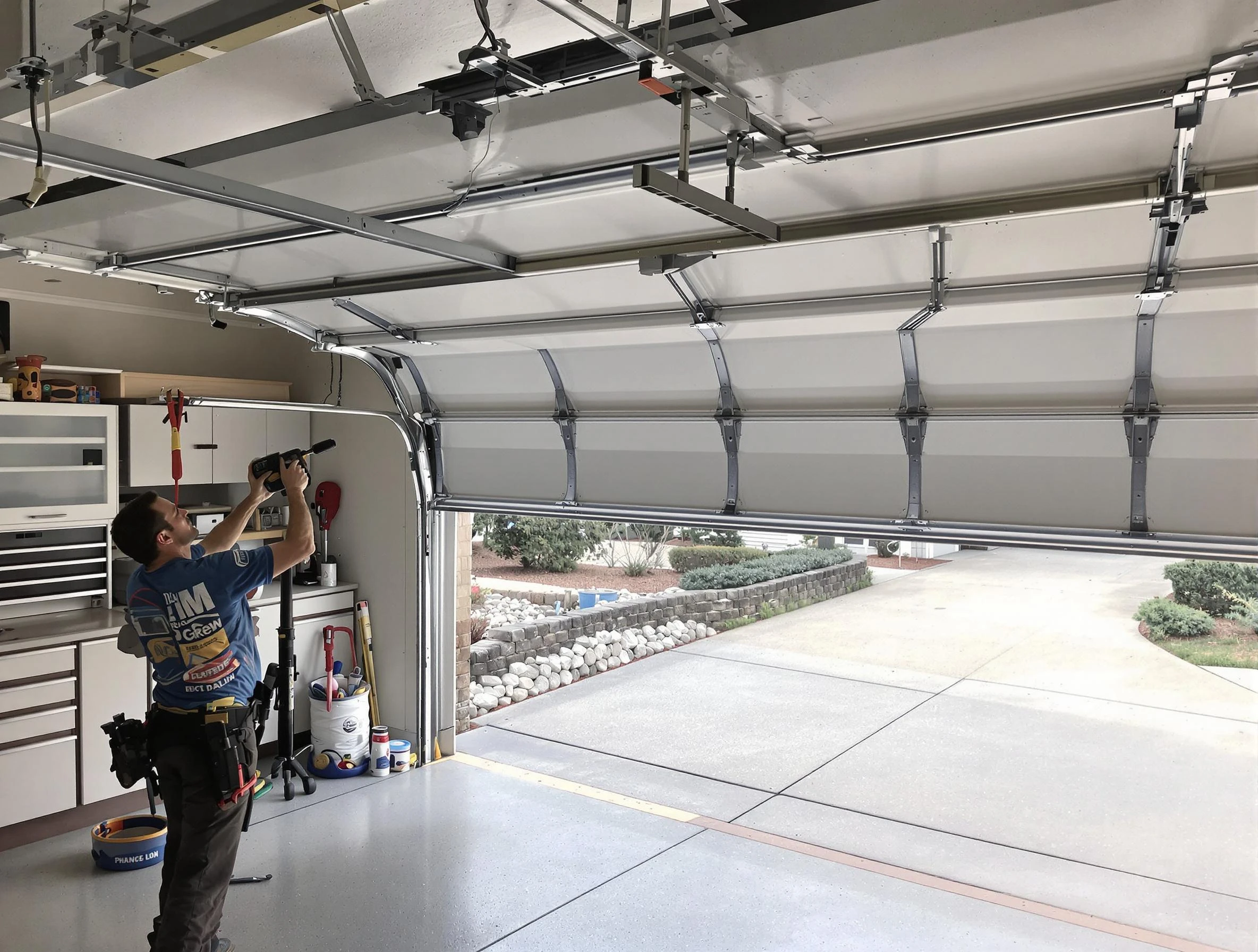 Garage door track repair service by Spencer Garage Door Repair in Spencer